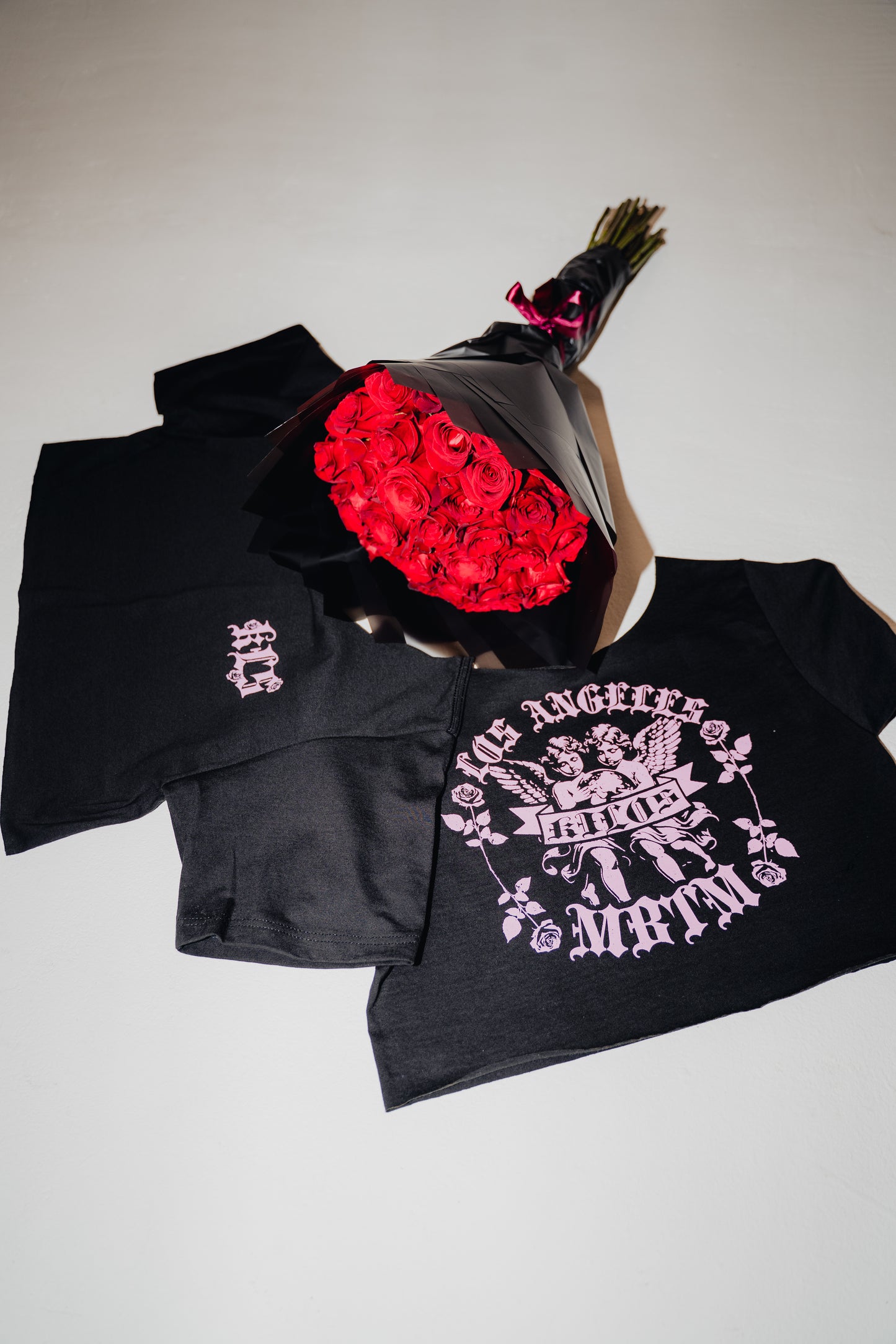 "Sacred Roses" Off Shoulder Cropped Tee (Women)