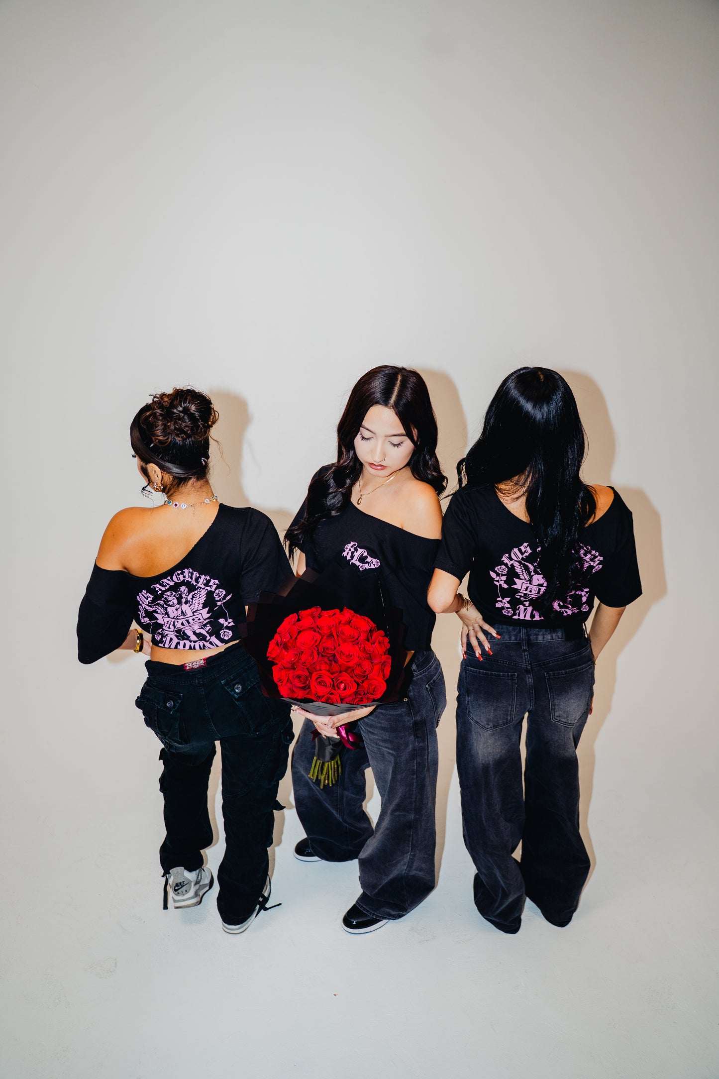 "Sacred Roses" Off Shoulder Cropped Tee (Women)