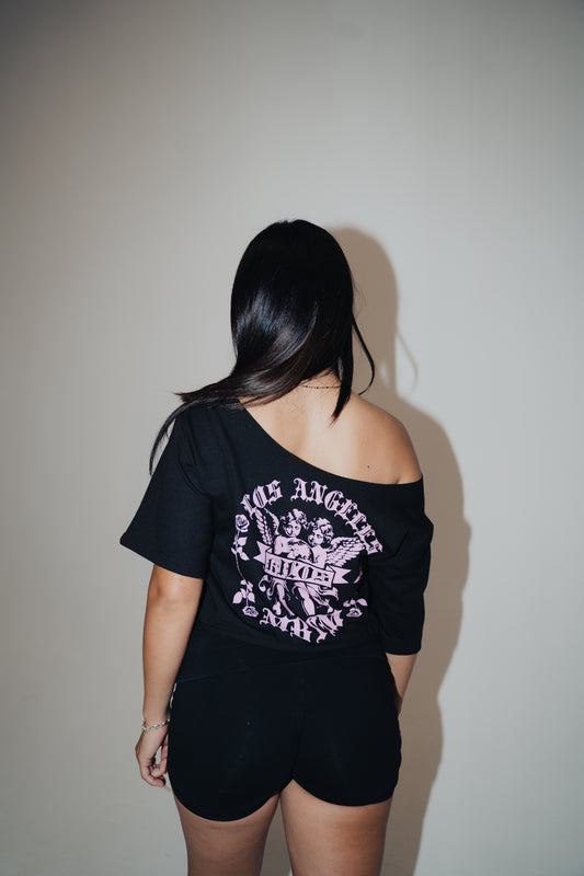 "Sacred Roses" Off Shoulder Cropped Tee (Women)