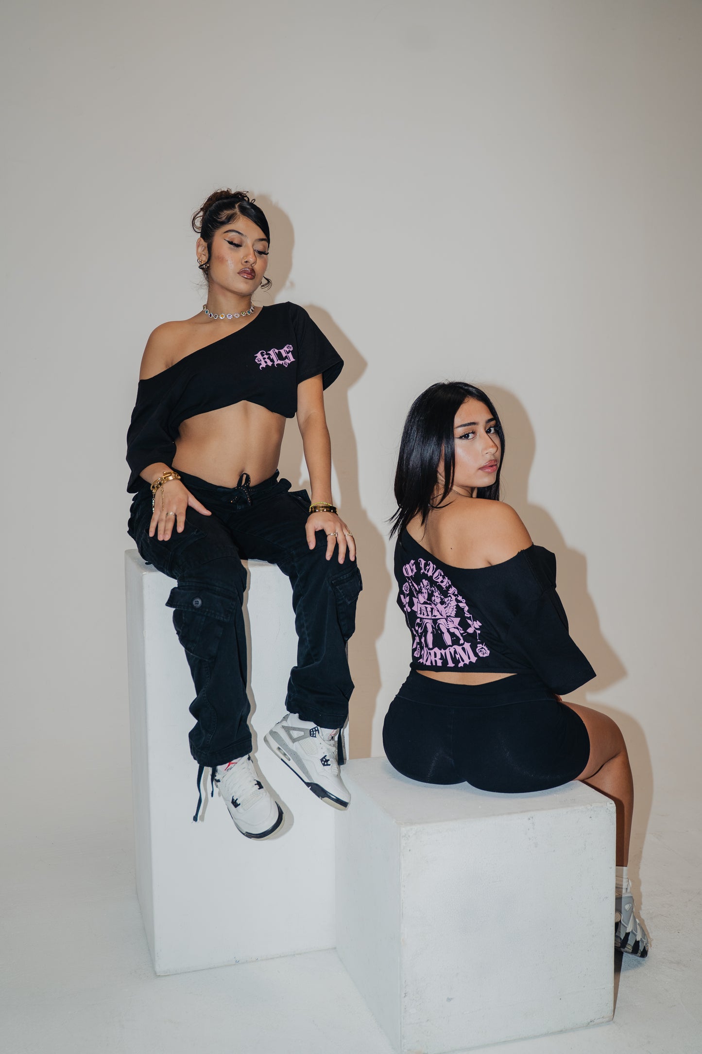 "Sacred Roses" Off Shoulder Cropped Tee (Women)