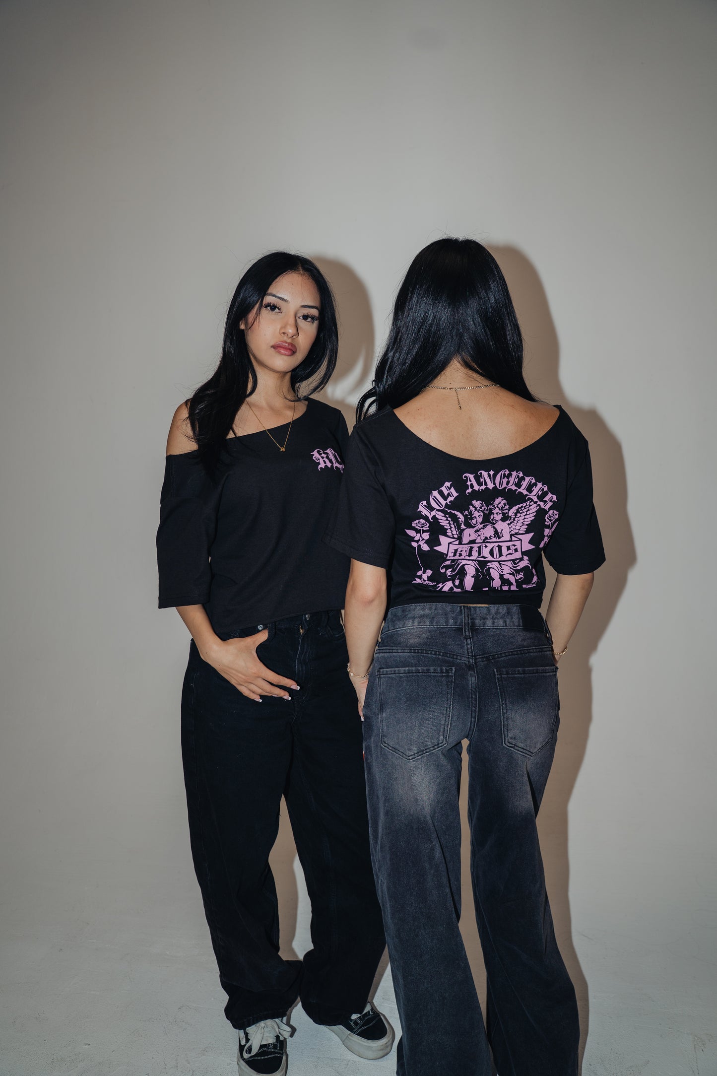 "Sacred Roses" Off Shoulder Cropped Tee (Women)
