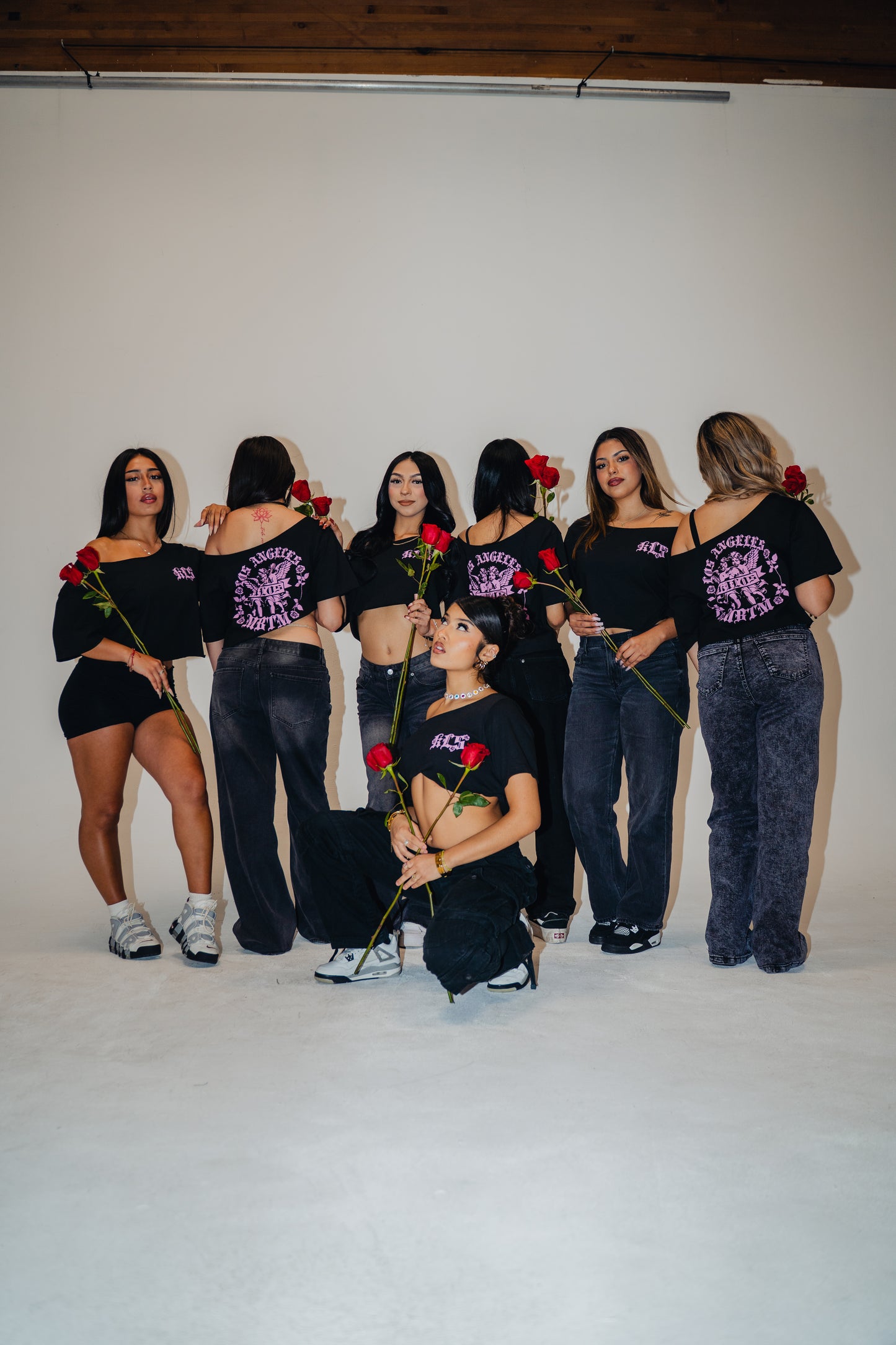 "Sacred Roses" Off Shoulder Cropped Tee (Women)